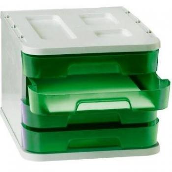 Mueble de almacenamiento con 4 cajones, dimensiones: 29 x 37 x 23 cm, color: Verde