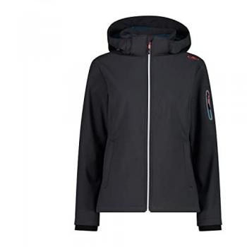 CMP 39A5006 Women’s Softshell Hoodie – Anthracite/Deep Lake, Size 2XS