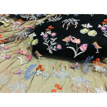 135*100cm Black Lace Applique Headdress Fabric