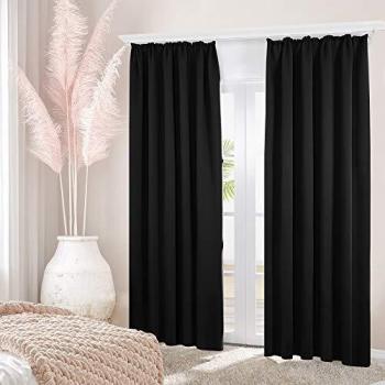 Deconovo schallschützender Vorhang, 160x140 cm, Schwarz, 2er Set