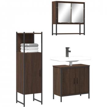 3-Piece Bathroom Vanity Set in Brown Oak