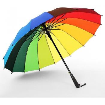 16‑Rippen‑Stock‑Regenschirm – Groß, Gerade, Regen & Sonne
