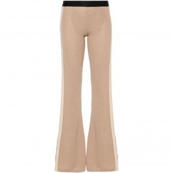 Palm Angels Beige Crochet Knit Flared Trousers Female Size S