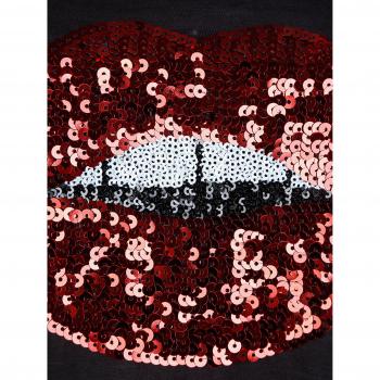 Damen‑Tee „Kussmund“ in Paillettenoptik – Alba Moda Red