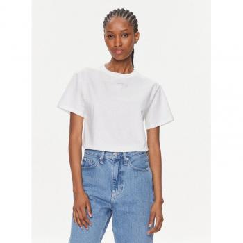 Calvin Klein Women’s T-Shirt mit Micro-Logo – Weiß, Regular Fit, Größe L