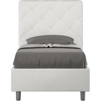 Cama Contenedor Elegante Piel Sintética Parsey Blanco 90x190 – Con Base Incluida