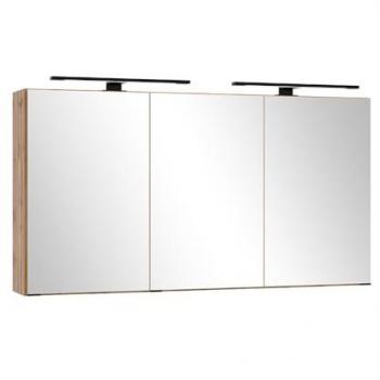 LIVINGSTON-03 Spiegelschrank 120cm Eiche mit LED-Beleuchtung und 3D-Funktion