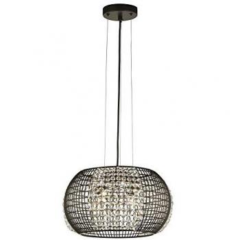 Lampadario a soffitto 4 luci gabbia nera con cristallo