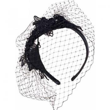 Chic Black and White Veil Fascinator