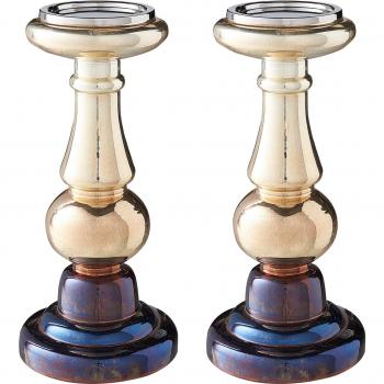 Kerzenhalter Set 2 Stück Gold Glas 31 cm Farbverlauf