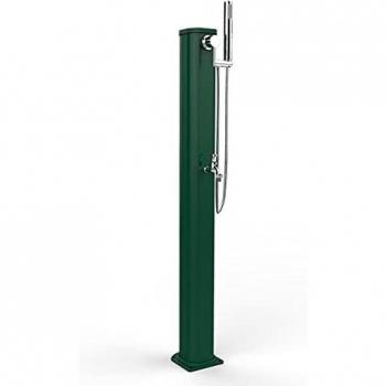 Doccia Tradizionale in Alluminio Verde Scuro con Doccetta Mobile e Lavapiedi H 115 cm, 18.5 x 20 cm