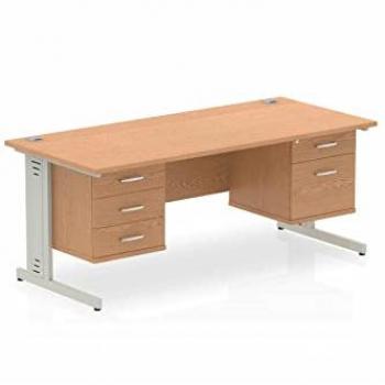 Impulse 1800mm Cable Managed Straight Desk with 2 Pedestal Bundle
