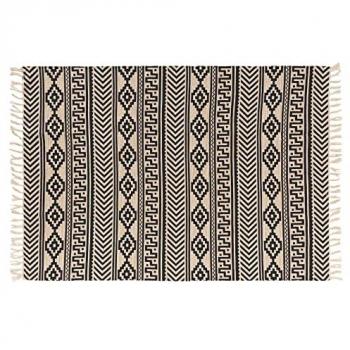 Tapis Décoratif Noir à Franges « Manille » – 120×170 cm
