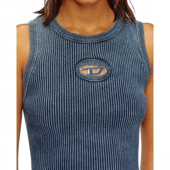Diesel Haut en Maille Côtelée Oval D Femme Bleu XS