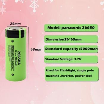 Batterie 26650A 20A 5100mAh 3.7V rechargeable pour lampe de poche