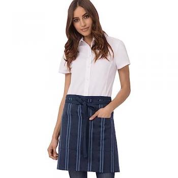 Half Bistro Navy Stripe Satin Apron (Chef Works)