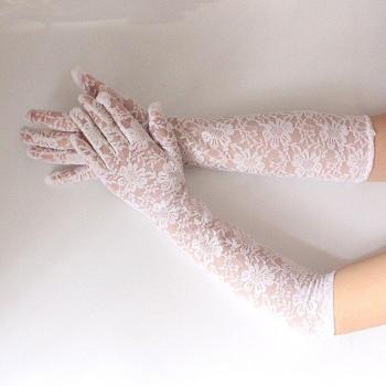 White Lace Bridal Gloves
