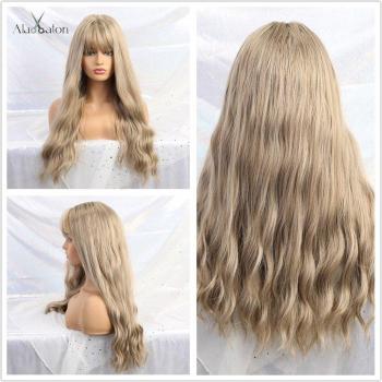 Peluca Afro Ondulada con Flequillo Negro