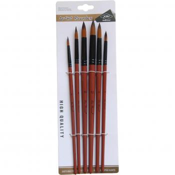 Kit pinceaux rond nylon pour huile et acrylique – 6 articles