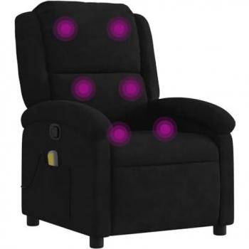 Fauteuil de massage en velours noir avec repose-pied