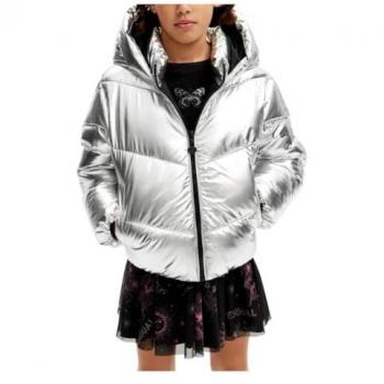 Desigual Frosted Metallic Puffer – Gray 4-Year-Old Girl’s Jacket