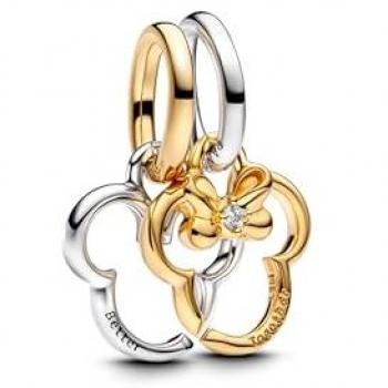 Pendiente Divisible Disney Mickey & Minnie, Plata de Ley