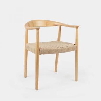Silla de comedor 65x74 cm, madera hevea y cordón Thesa