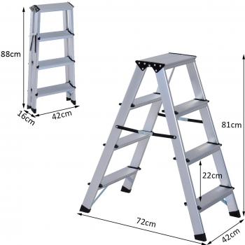 HOMCOM A-Type Aluminium Step Ladder (4 Steps)