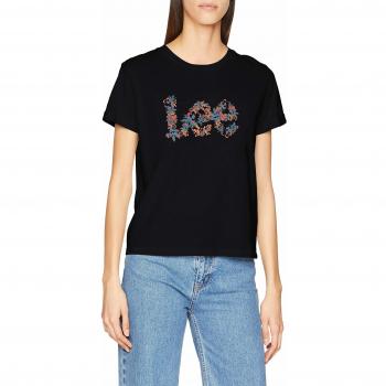 Tee-shirt Femme Floral Lee, Ecru (Noir 01), 40 (Taille Fabricant: Small)