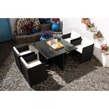 Divano da Giardino 4 Posti Resina Intrecciata Nero/Bianco Miami