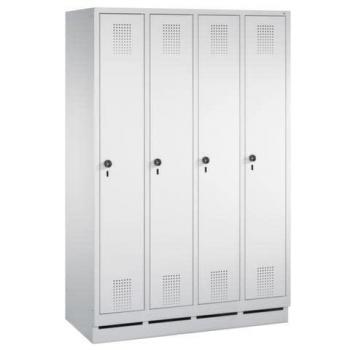 Capitaine Evolo S 3000 – Porte‑vêtements industriel en acier, 4 sections de 300 mm, verrouillage de sécurité, finition gris clair RAL 7035