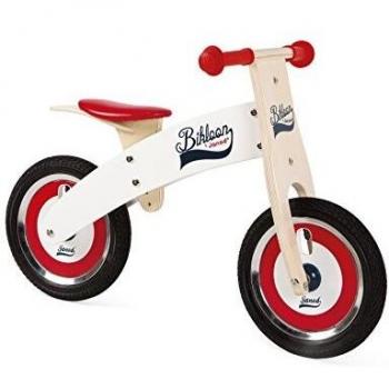 Bicicleta Janod Bikloon sin Pedales de Madera, Rojo y Blanco