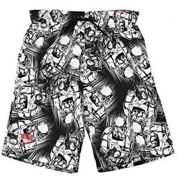 Speedo Boys' Graphic Print Boardshorts in Black/White/Lava Red, 2X-Large