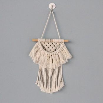 Boho tenture avec bâton en bois