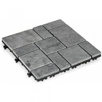 Piastrella Ibergarden TTS11P-GY in plastica grigio pietra a incastro 30x2,8x30 cm – 6 unità