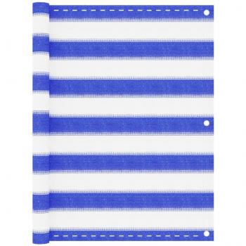 Paravento per Balcone 75x600 cm Blu e Bianco
