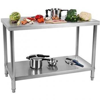 Mesa de acero inoxidable 120 x 70 cm ROYAL CATERING con superficie resistente a la corrosión, estructura robusta, fácil de limpiar y adecuada para uso comercial y doméstico