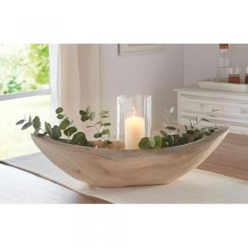 DEKOLEIDENSCHAFT Schale 'Wood' oval & tief, aus massivem Holz, 60 cm lang, Dekoschale, Obstschale