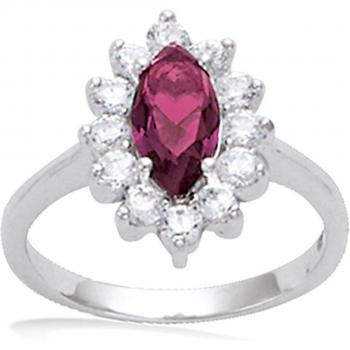 Bague Argent 'Victorina' avec Pierre Rubis Blanc