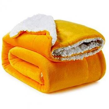 Bedsure Warm Sherpa Blanket Mustard