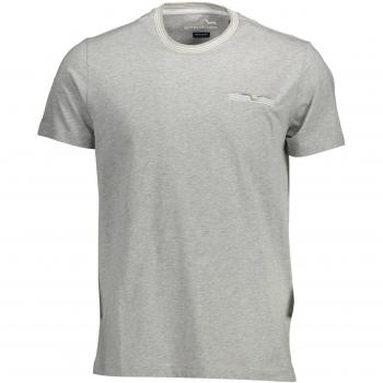 Gray Cotton T-Shirt with Contrast Details