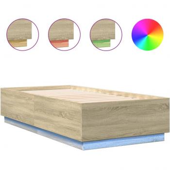 Small Single LED Bed Frame Sonoma Oak 75x190 cm