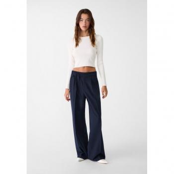 Pantaloni Stradivarius Leg Super Wide con Cintura Blu Mare 48