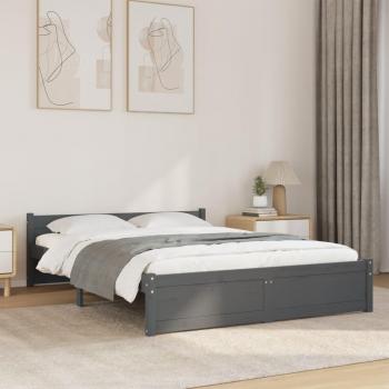 VidaXL Bed Frame Grey Solid Wood 135x190 cm Double