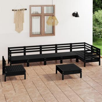 VidaXL 8 Piece Garden Furniture Set Solid Pinewood Black