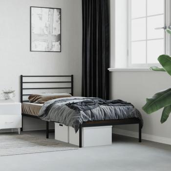 Cadre de lit 90x200 cm en métal noir sans matelas