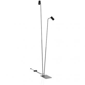 LICHT-ERLEBNISSE Stehlampe Metall verstellbar 216 cm hoch Schwarz GU10 2-flammig Modern