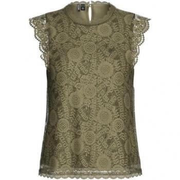 Pieces Feminin geschnittenes Spitzentop PCOlline