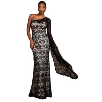 Midnight Lace One-Shoulder Maxi Dress