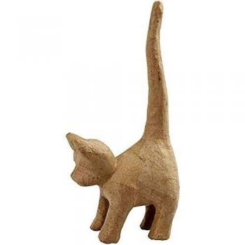 Braune Pappmaché Katze, 28 x 12 cm